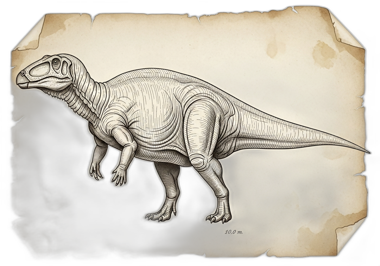 AI Reconstruction of Iguanodon bernissartensis, generated in 2026 AI Reconstruction of Iguanodon bernissartensis, generated in 2026